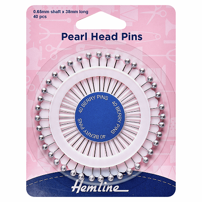 H669.S Assorted Pearl Heads Pins: Silver - 38mm, 40pcs 